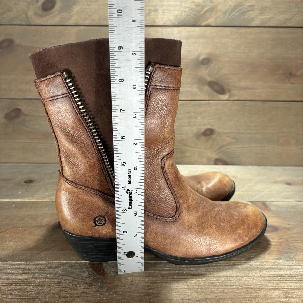 born mila womens size 6.5 shoes brown leather heel pull on comfort boots - Picture 9 of 10